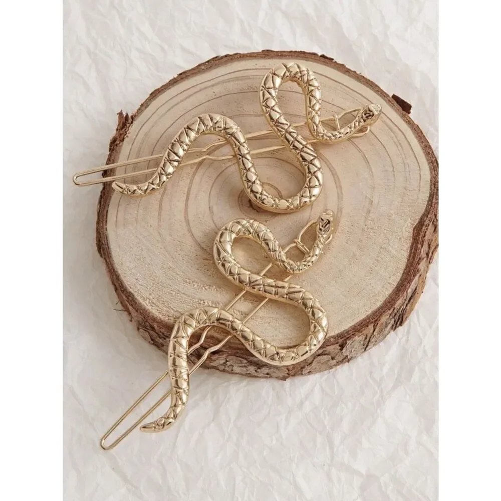 Gold Snake Hair Clips A1741